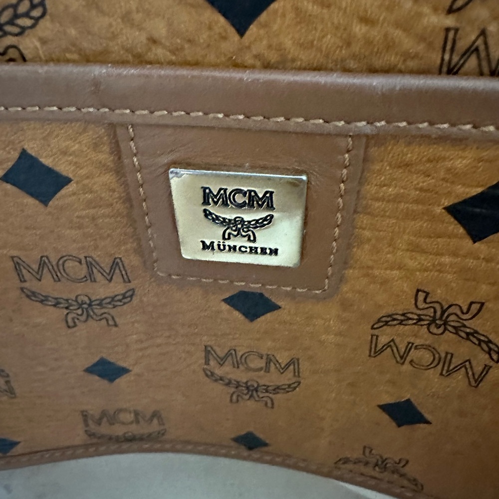 MCM Visetos Rudic Shopper Tote Cognac Orange Stripe - Authentic - Picture 11 of 13